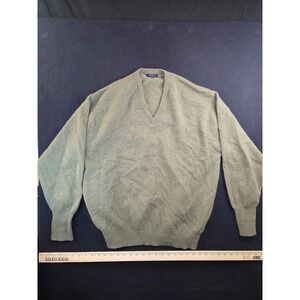 Burberry London Mens 100% Cashmere V-Neck Sweater Sage Green Made in Scotland 44